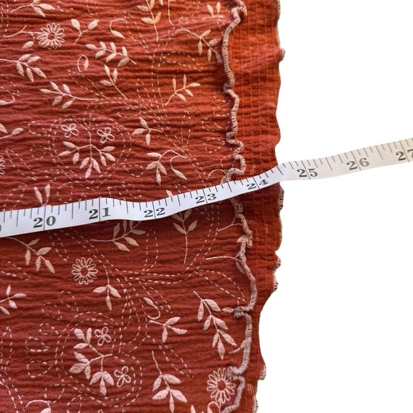 Vintage Y2K Babydoll Top Younique Large Terracotta Embroidered Feminine Floral - Picture 6 of 8